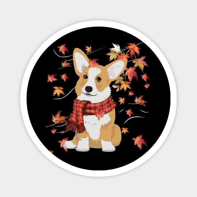 Maple Dog Leaf Fall Hello Autumn Funny Corgi Lover Magnet by MarrinerAlex